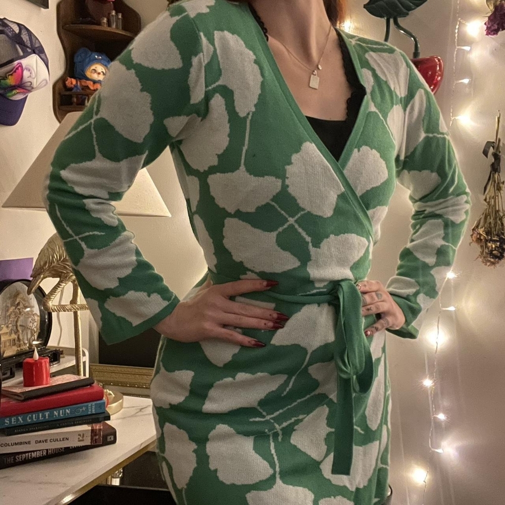 Diane Von Furstenburg X Target Knit Ginkgo Leaf Wrap Tunic Top